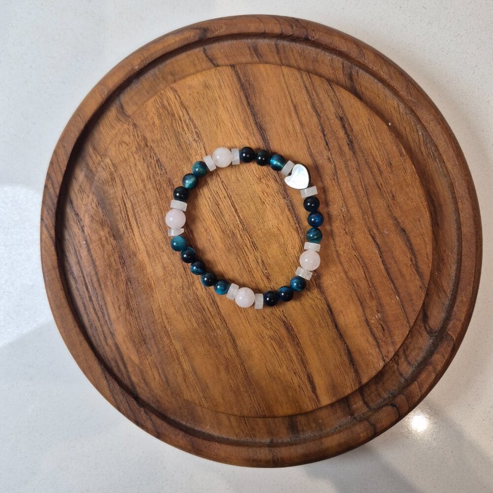 Rose Quartz & Blue Tiger's Eye Self Love Beaded Bracelet